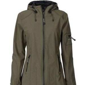 Ilse Jacobsen 38 Hornbaek rain coat Army Green Water Repellent Breathable Sz 8